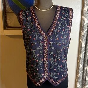 Pasta Vintage 100% Cotton Embroidered Vest SZ Small